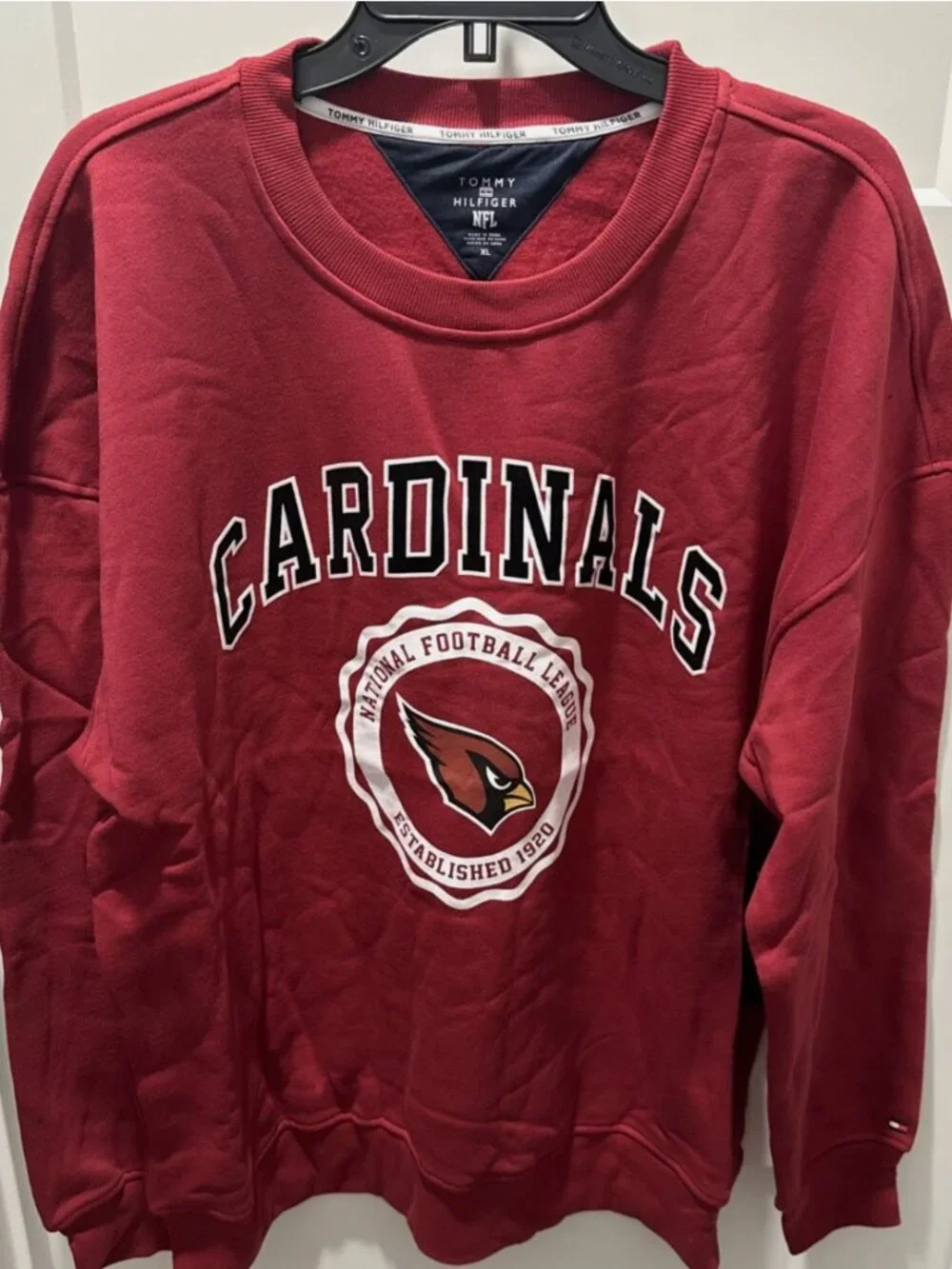 Arizona Cardinals Tommy Hilfiger Ronald Crew Sweatshirt NFL Red Size XL NWT
